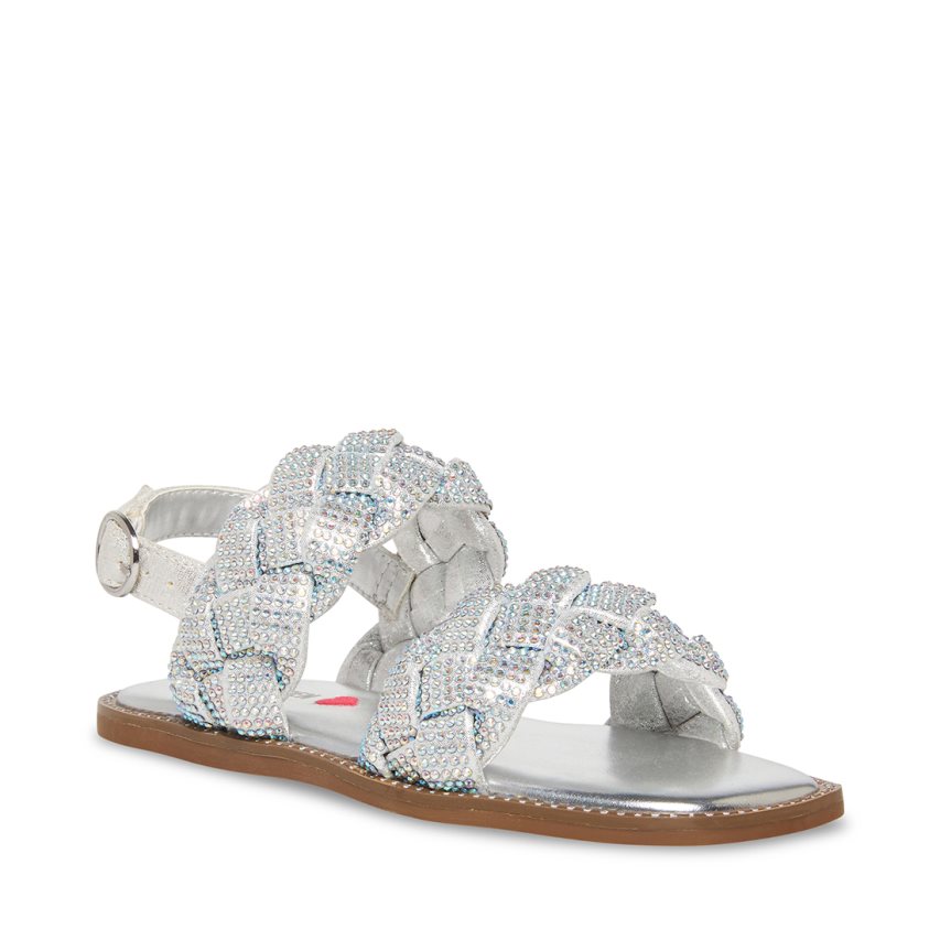 Sandalias Planas Steve Madden Jnewbie Niños Plateadas | ES IDS382